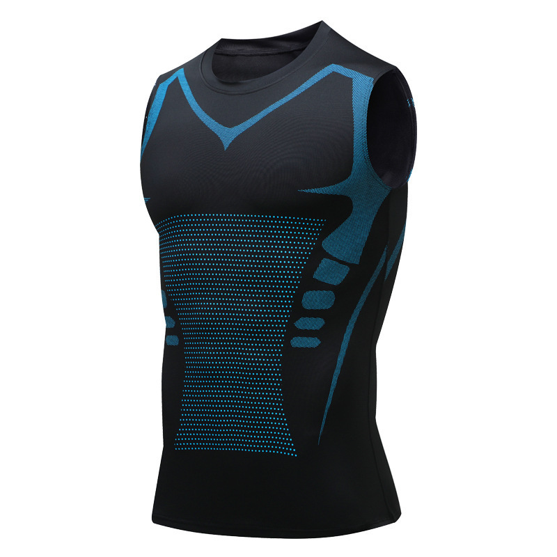 Men's Summer Ice Silk Quick-Drying Running Vest Sleeveless Fitness Sports Vest Breathable Anti-Uv Marathon Training