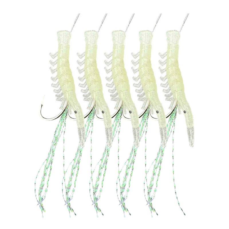 Camarón luminoso biónico gancho de cadena de piel de pescado cebo falso gancho de piel de camarón grupo de pesca Pesca rebordear tira blanca artes de pesca gancho de pesca al por mayor