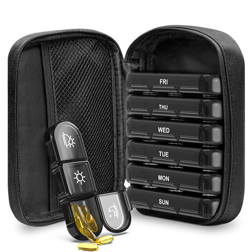 Amazon’s new best-selling seven-day-a-week leather bag-style 21-compartment pill box, portable travel pill box