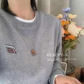 小熊项链女毛衣链2022年长款可爱ins嘻哈搭卫衣吊坠 直播爆款