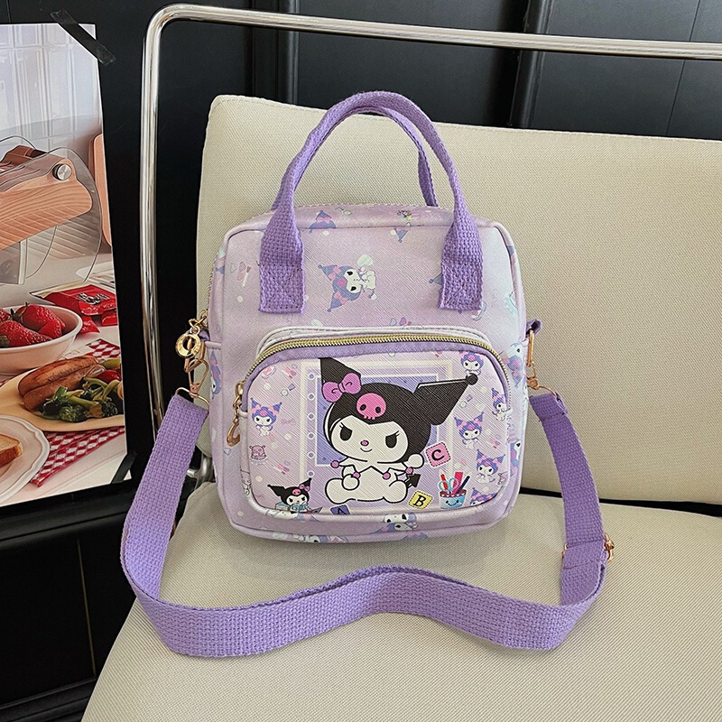 Japanese-Style Cartoon Children's Crossbody Bag Kt My Melody Kuromi Cinnamoroll Leather Large Capacity Storage Handbag