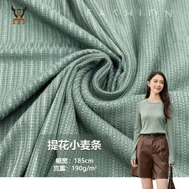 提花小麦条190G 锦纶人棉混纺弹力提花针织面料套装连衣裙背心布