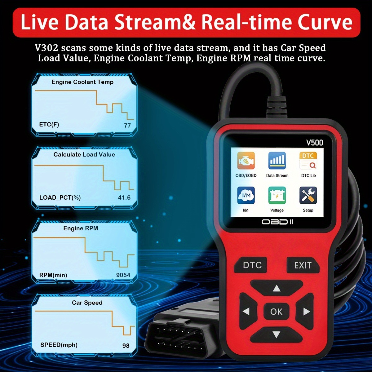 V500 Car Fault Detector Diagnostic Instrument Obd2 Decoder Eraser Universal Display Accurate Decoding