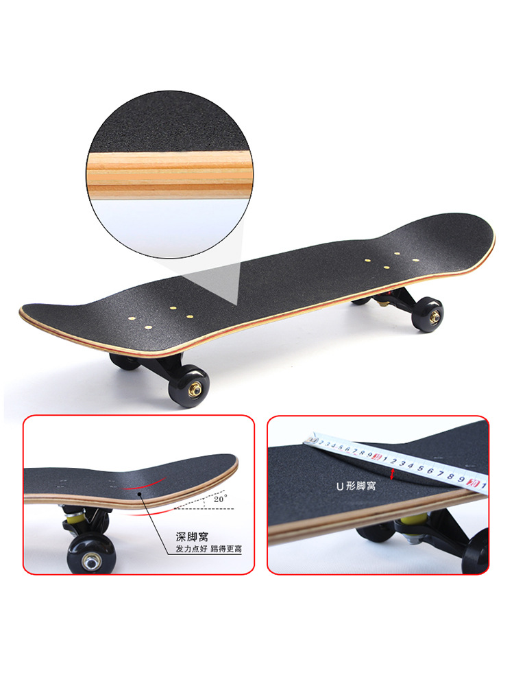 Skateboard doble bobbin adolescente cepillo de la calle para adultos niños niñas y niños principiantes estudiantes profesionales scooter de cuatro ruedas