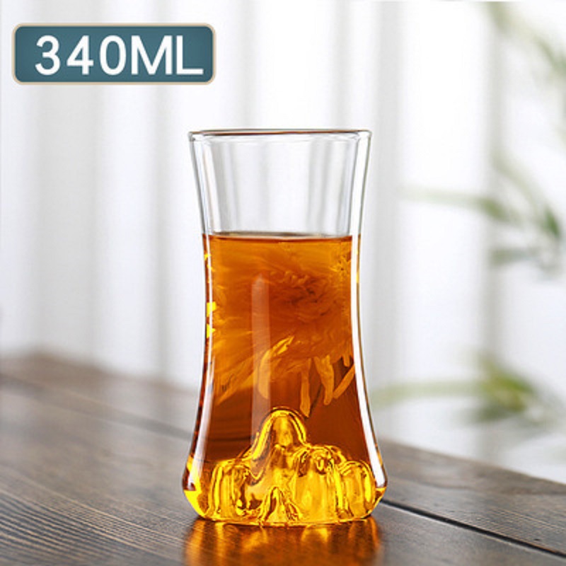 Nuevo Internet celebridad vidrio de doble capa montaña taza de té verde engrosada resistente al calor transparente taza de té de montaña taza de montaña