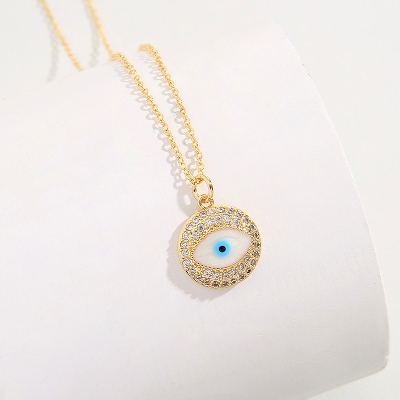 Fashion Eye Copper Plating Inlay Zircon Pendant Necklace 1 Piece
