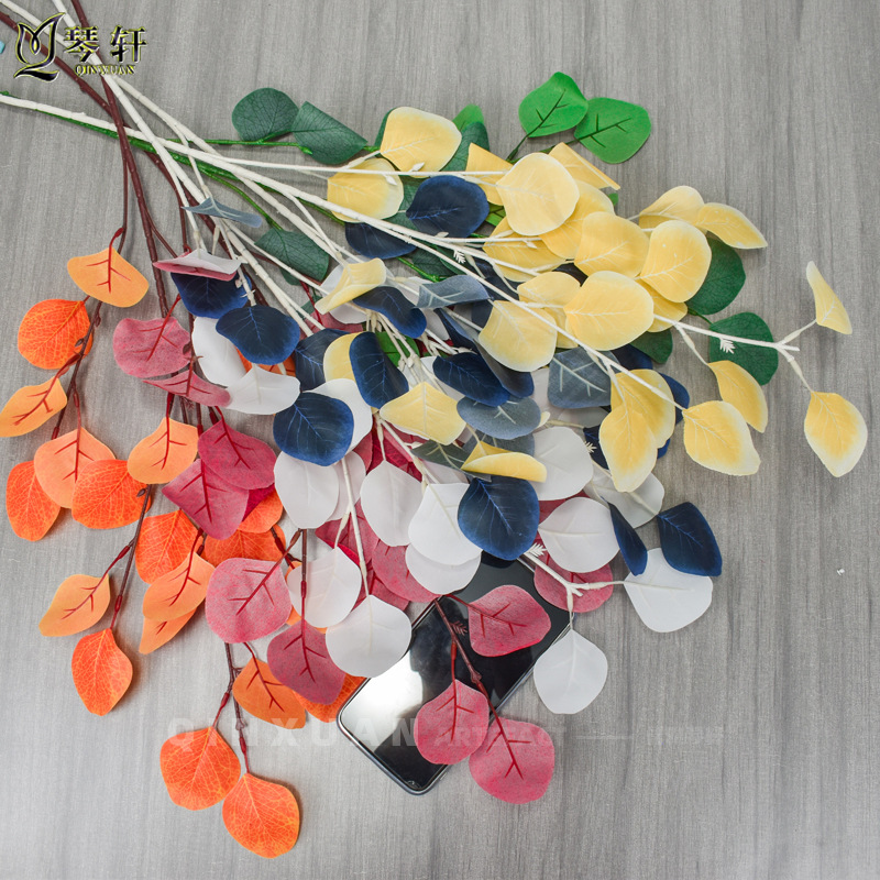 仿真蘋果葉婚慶禮堂裝飾花家居裝飾花排插花綠植仿真尤加利