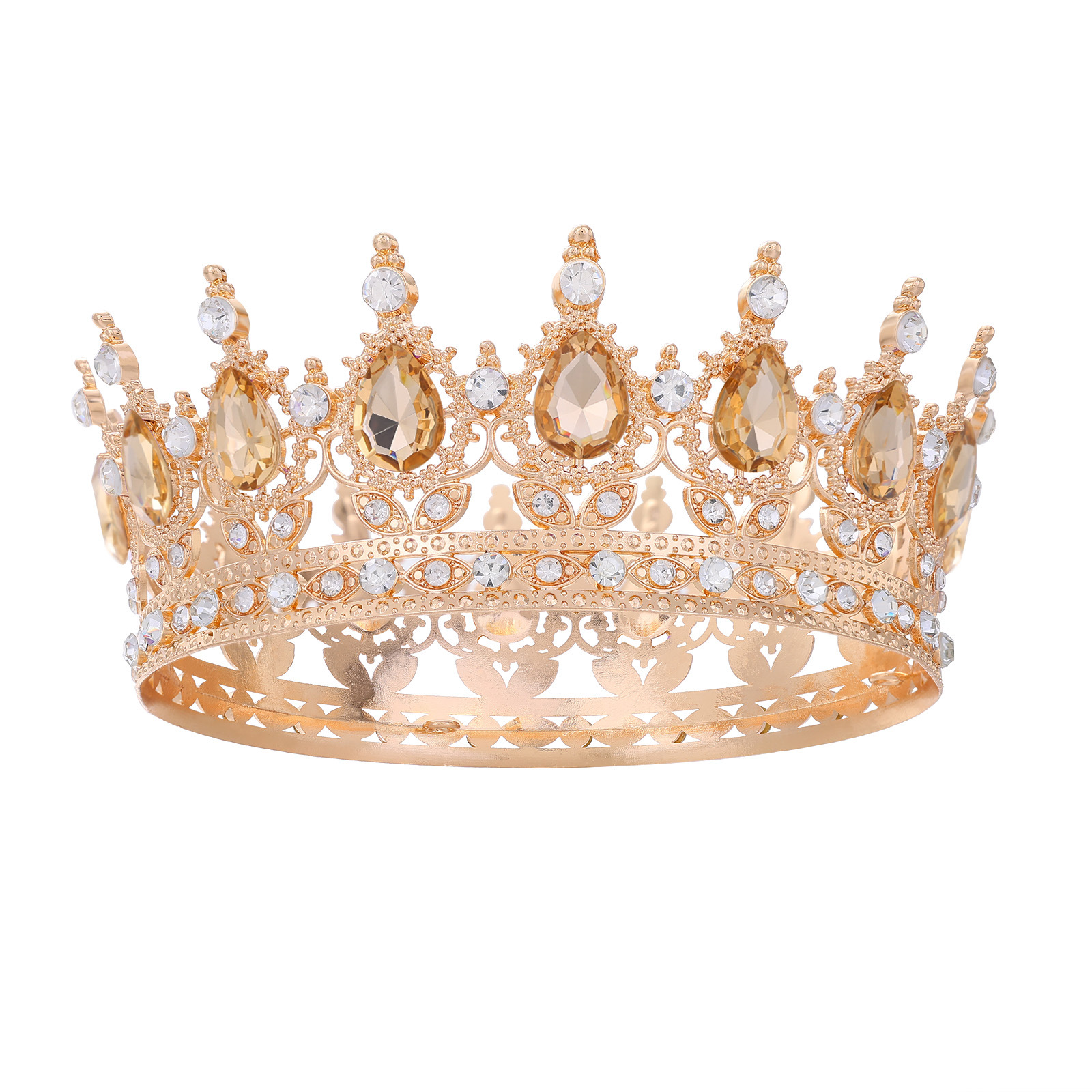 Barroco transfronterizo corona redonda cabeza de novia europea regalo de cumpleaños barroco corona redonda joyas para el pelo