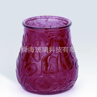 玻璃烛台蜡烛罐螺纹圆柱蜡烛杯喷涂工艺玻璃瓶喷涂烤花外贸