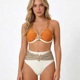 2026爆款欧美连体泳衣跨境个性泳装小配饰沙滩度假泳装温泉泳衣