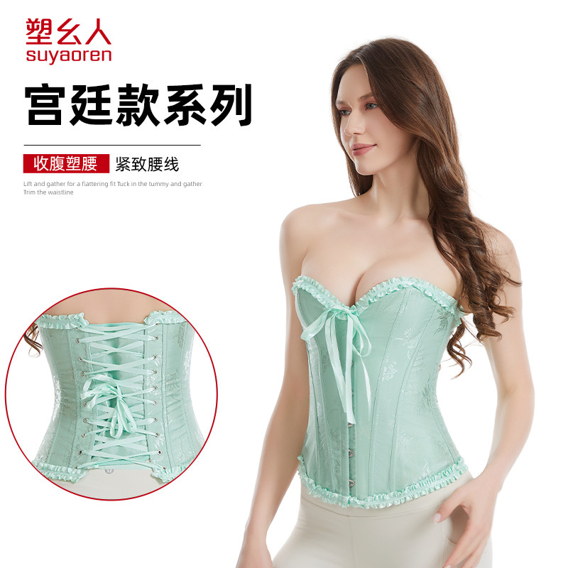 Fishbone women's corset, vintage court-style corset, strapless bridal shapewear, tummy control, tight-fitting bust-enhancing corset Fishbone women's corset, vintage court-style corset, strapless bridal shapewear, tummy control, tight-fitting bust-enhancing corset