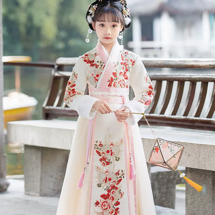 Демисезонный Hanfu, детская юбка для девочек, китайский стиль