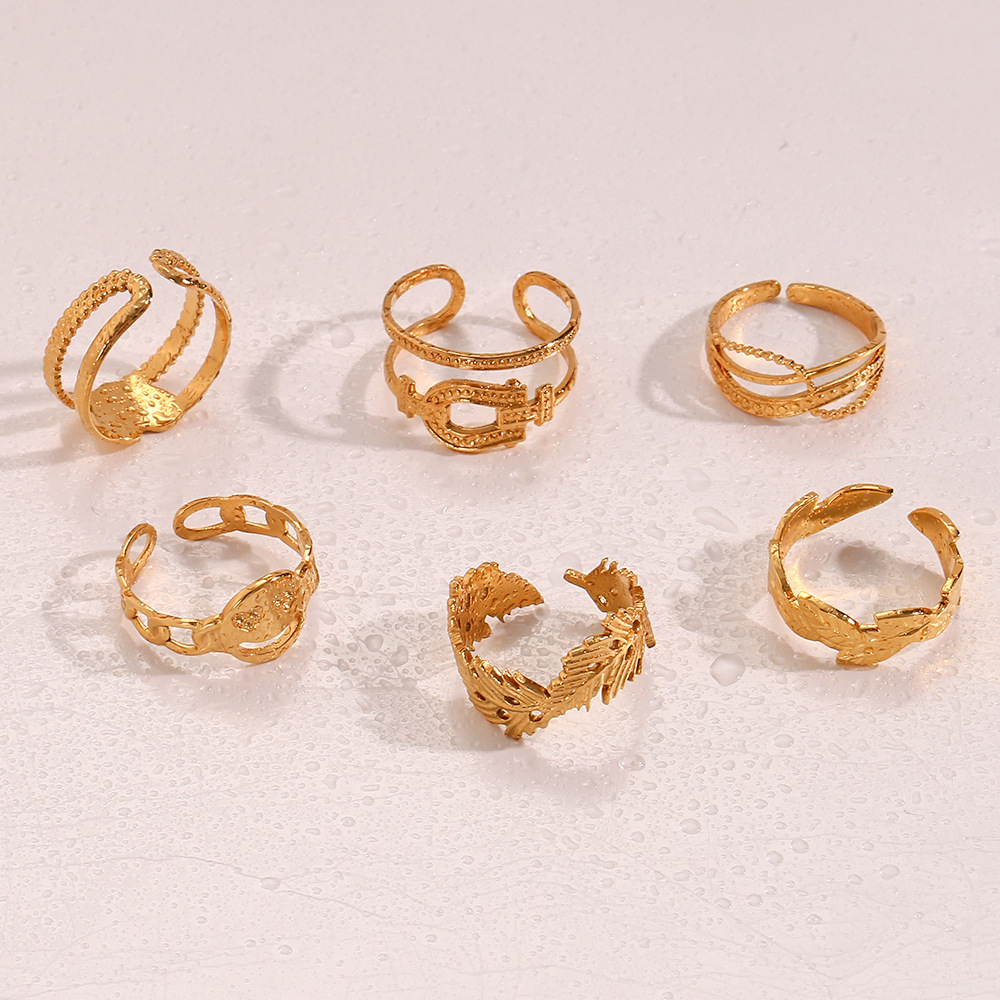 Fashion Geometric Stainless Steel Plating Zircon Open Ring 1 Piece