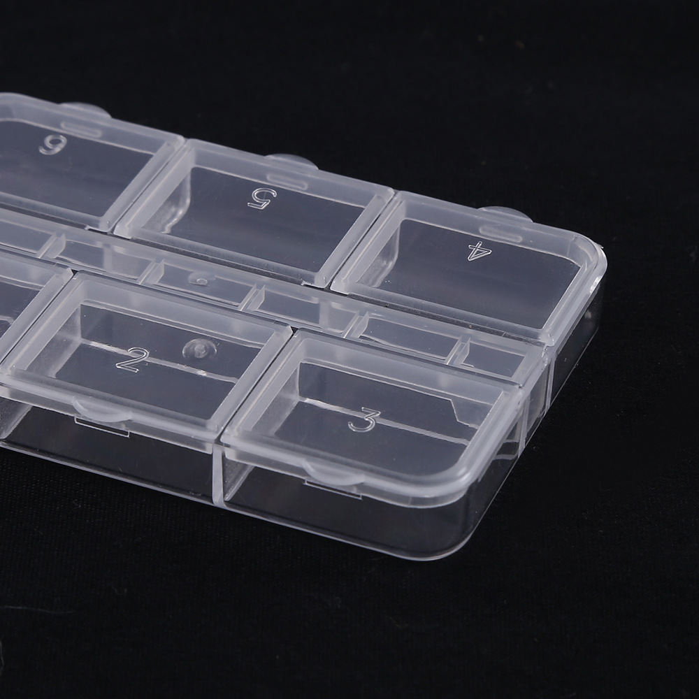 Trendy simple tira larga de plástico transparente caja de empaque decorada doble fila desmontable decoración uñas diamante caja de almacenamiento de medicamentos