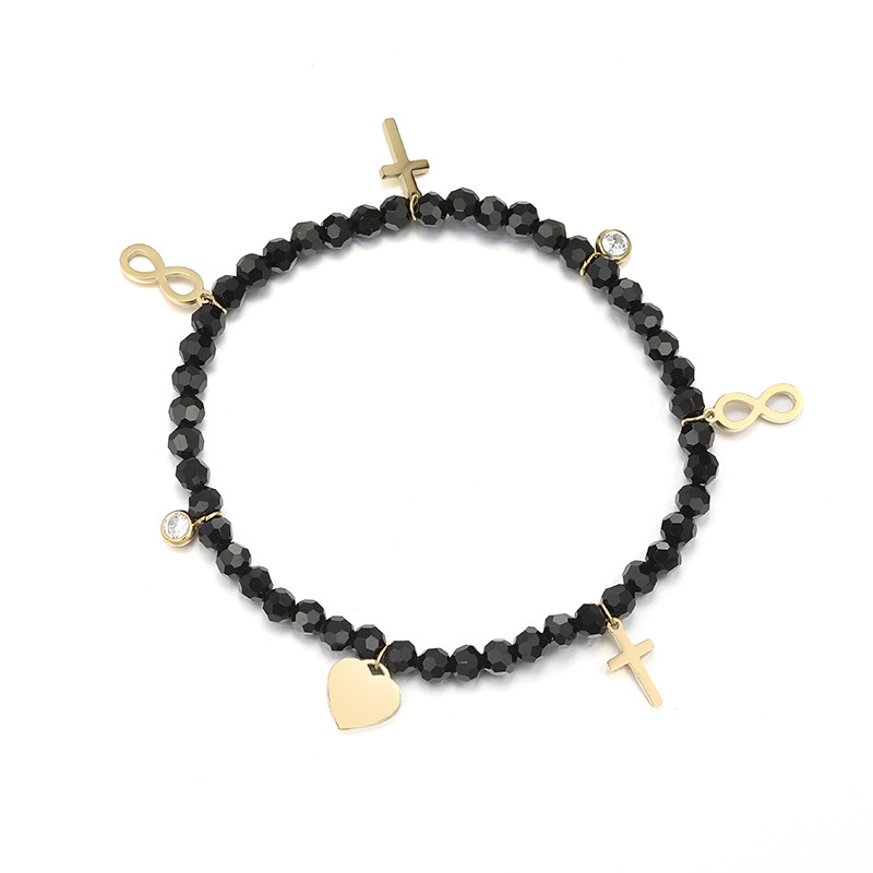 Pulsera de Cuentas Negras Chapada en Oro de 14k de Xuping Fashion, Diseño Único, Elegante y Sencillo, Joyería Personalizada al por Mayor