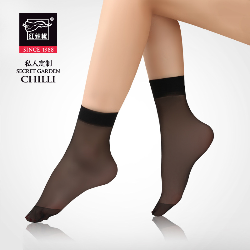 Red Pepper Velvet Short Stockings, Summer Ultra-Thin Short Stockings, Wear-Resistant, Anti-Snagging, Reinforced Toe, Non-Slip Mid-Calf Socks