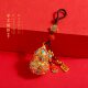 Metal Chinese Style Ping An Hollow Gourd Cinnabar Car Key Pendant Keychain Accessories Pendant Joy