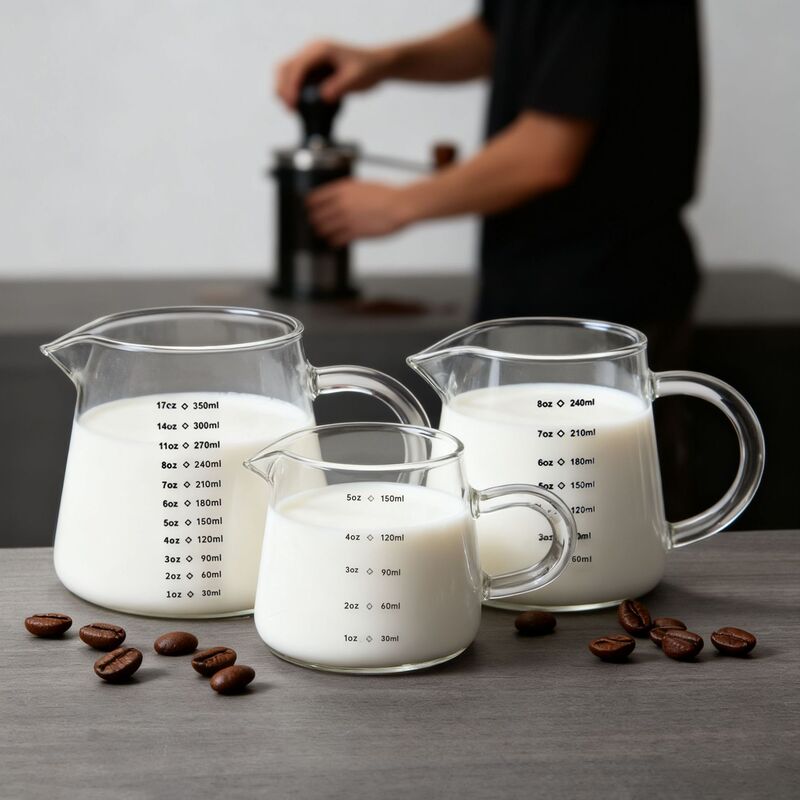 Hand-Brewed Coffee Sharing Pot, Thickened Transparent Glass Cup, Coffee Pot, Cute Pot with Scale, Milk Cup