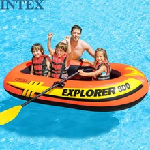 現貨INTEX 58331 探險者二人三人充氣釣魚船雙人橡皮划艇送槳和泵