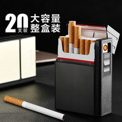 Charging lighter cigarette case set of 20 men's creative personal portable cigarette box full set cigarette box windproof