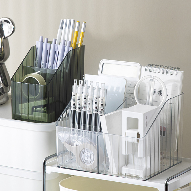 Multi-grid Desktop Transparent Storage Box Office Desk Stationery Pen Holder Simple Cosmetics Lipstick Skin Care Finishing Box