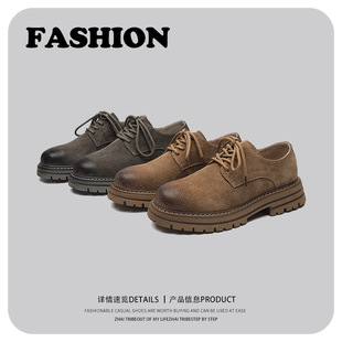 Men's Retro British Style Casual Outdoor Lace-up Tooling Shoes 2023 Summer New Youth Comfortable Casual Leather Shoes