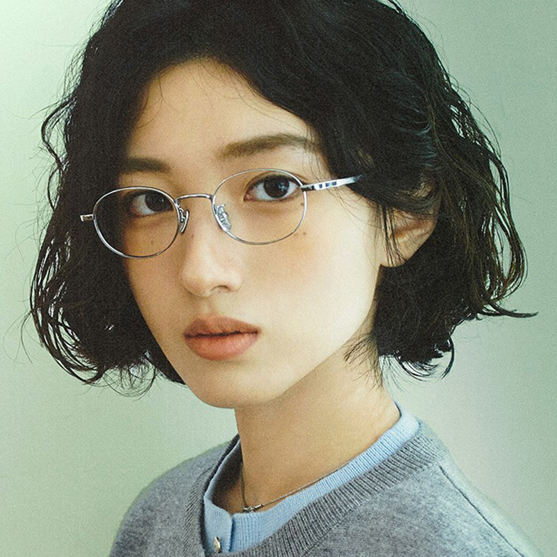 日系纯钛小框眼镜女可配度数散光镜片文艺小清新眼睛架|undefined