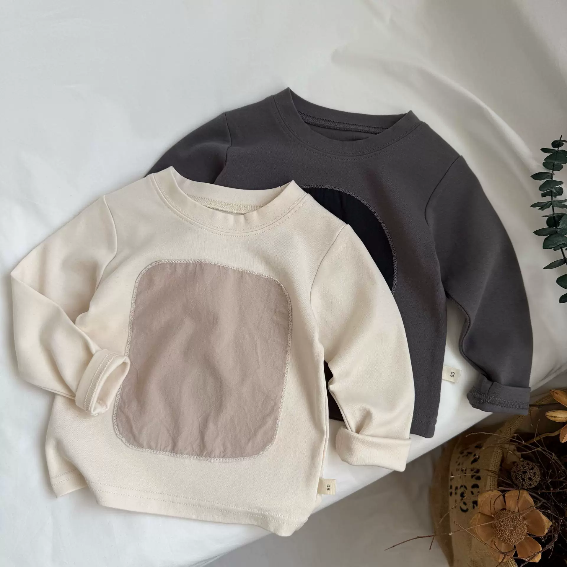 GL-kids韩版春季新品儿童几何贴布长袖T恤男女宝休闲好穿搭打底衫
