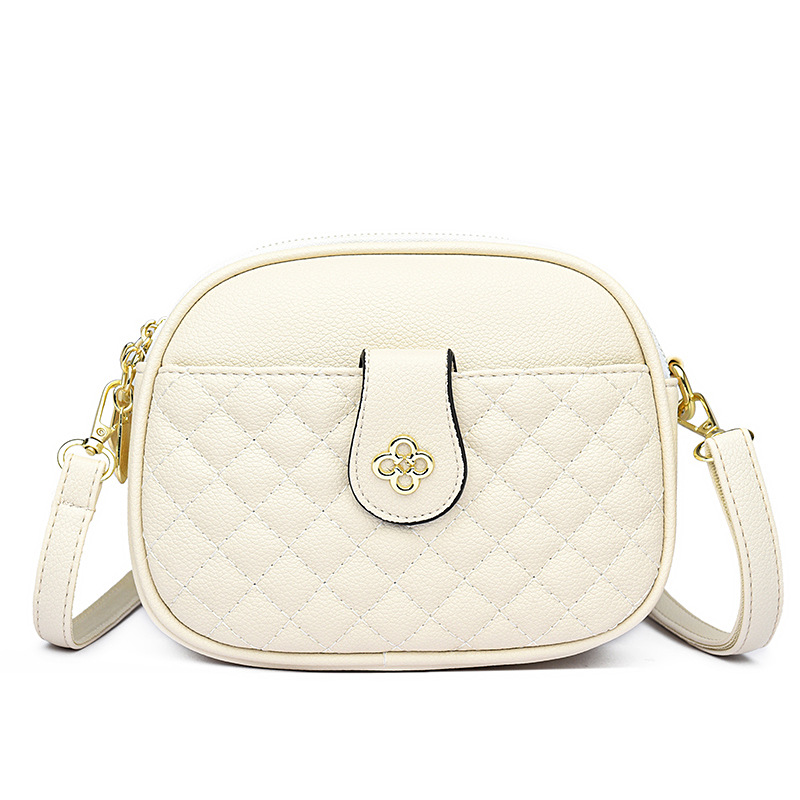 Nuevo bolso de otoño para mujer, bolso cruzado de cuero suave de alta gama, gran capacidad, bolso de hombro para mujer de mediana edad, bolso redondo pequeño y versátil