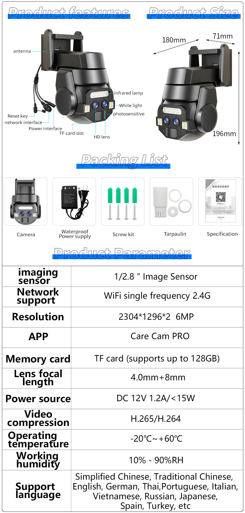 10x Zoom WiFi Surveillance Camera Mobile Remote HD Night Vision Outdoor Home Monitor_voghion.com