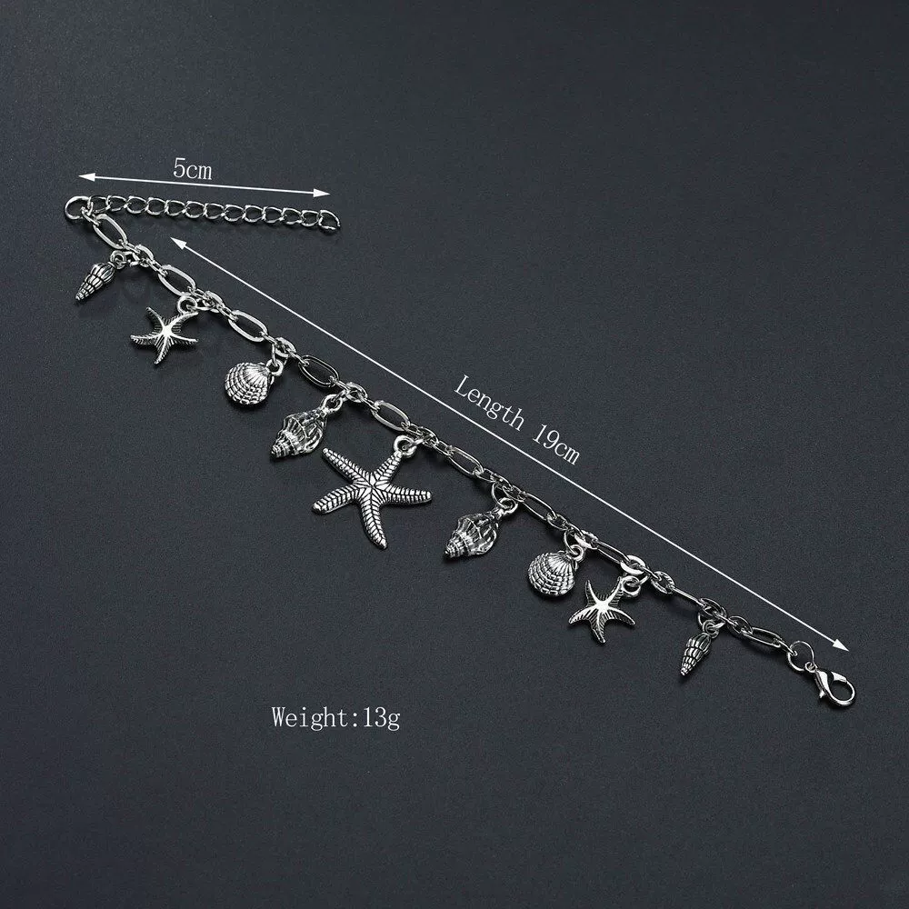 Beach retro classic ankle bracelet, fashionable pendant, European style, wholesale