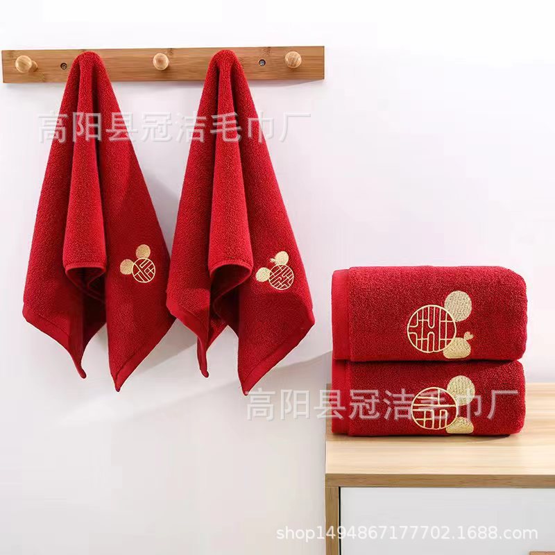 Винное красное простое вышитое ухо Фуки полотенце