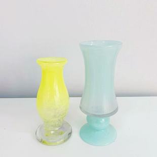 Small Glass Vase with Tall Legs and Round Belly, High-End French Retro Flower Ornaments