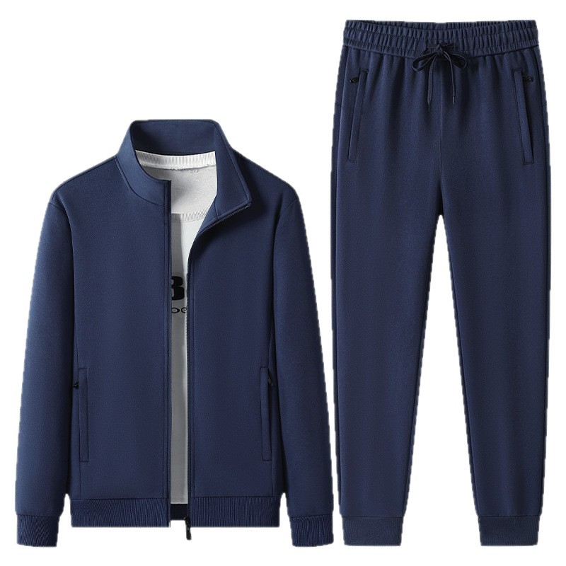 Trajes deportivos transfronterizos de primavera y otoño, ropa deportiva casual de color sólido para hombres, cuello suelto, tamaño grande, dos pantalones recto image 6