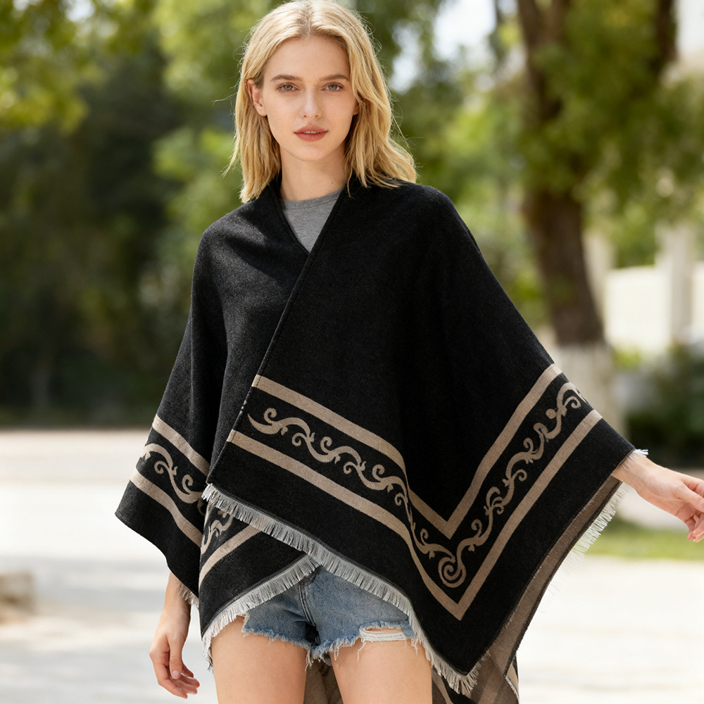 Doble capa jacquard gruesa invierno confortable dama gran chal otoño invierno oficina siesta manta