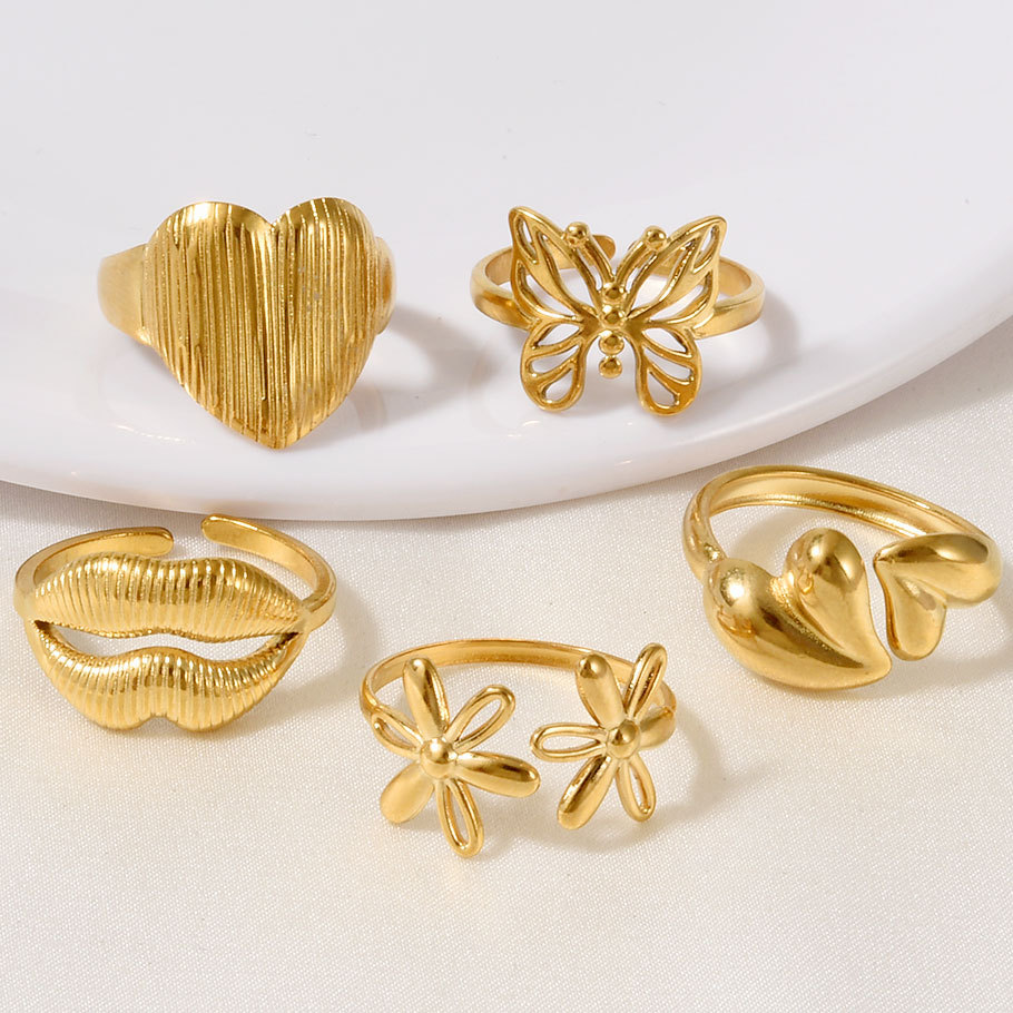 NEW European American Style High-End Stainless Steel For Men And Women, Electroplated 18K Gold With Hollow Pattern, Couple_voghion.com