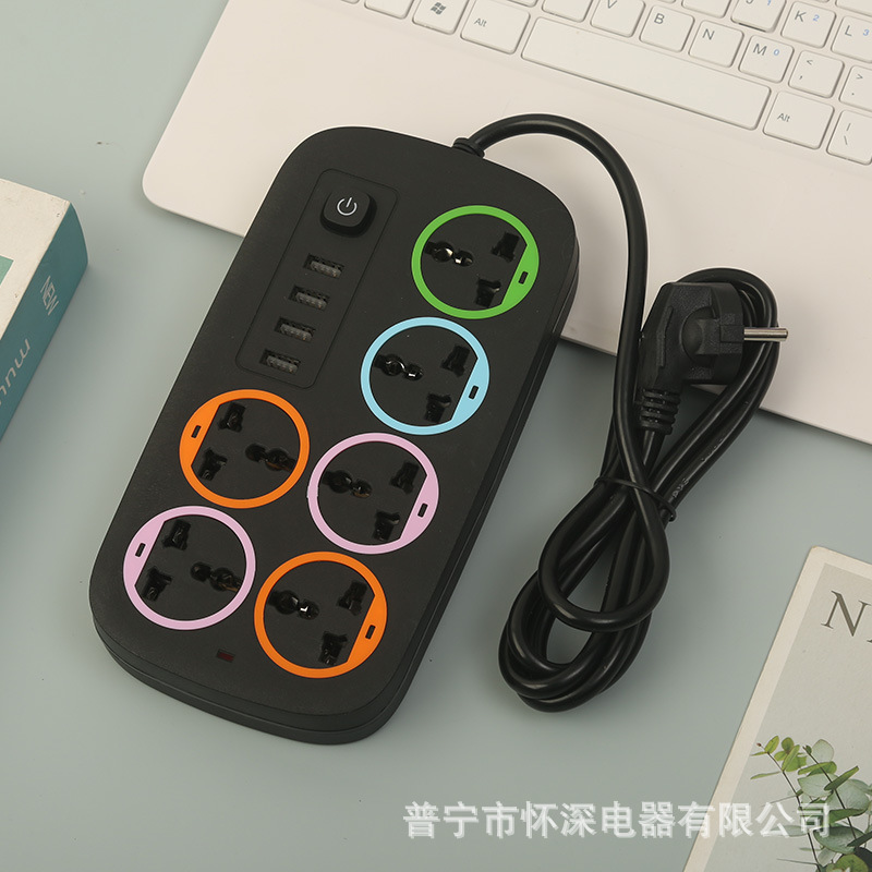 4USB enchufe de comercio exterior de círculo de color Southeast Asia Birmania estándar británico estándar europeo estándar americano interruptor de control general hermoso color