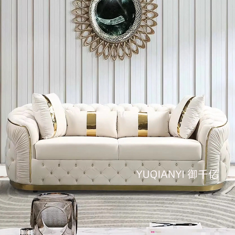 American-Style Light Luxury Button Sofa, Two-Seater, New European-Style Living Room, Fashionable and Simple Straight Sofa Factory