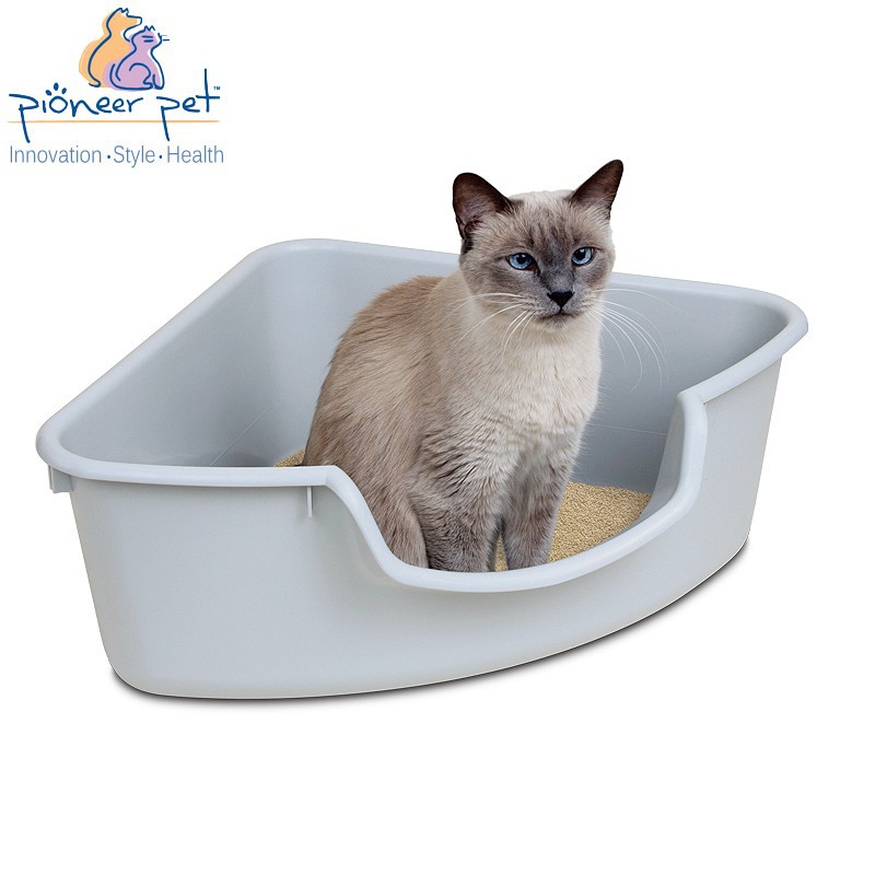 SmartCat Большой открытый пластиковый треугольный кошачий туалет, угловой кошачий туалет, ежемесячная распродажа 1