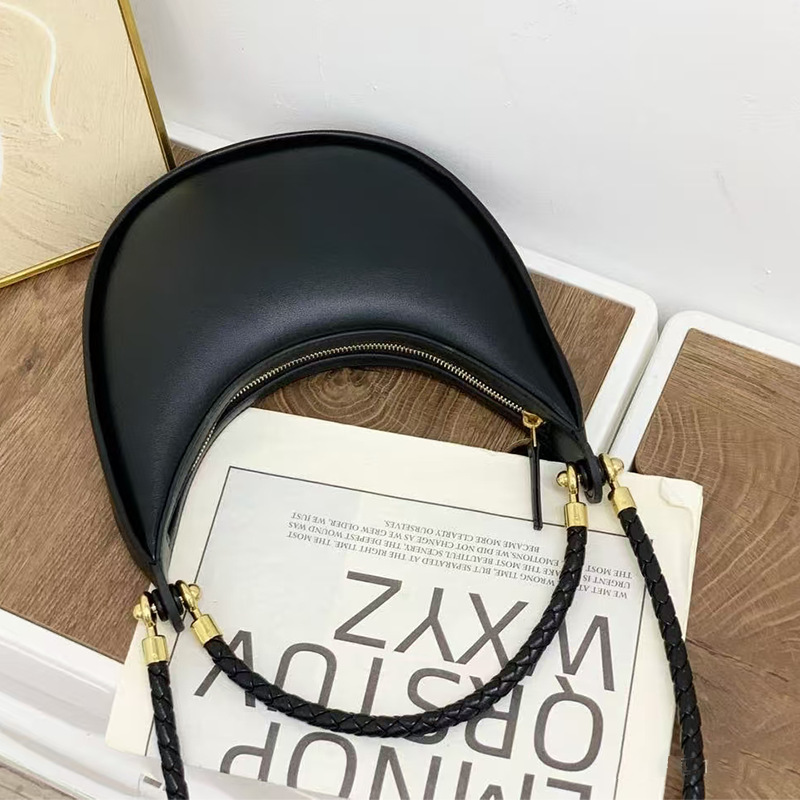 Bv Cross-Border New Woven Half-Moon Bag with Braided Rope, Fashionable Handbag, Shoulder Bag, Crossbody Dumpling Crescent Women's Bag