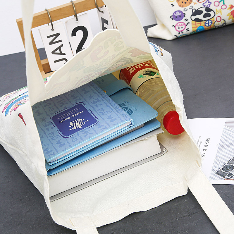 Cartoon Pattern All Seasons Season Women's Gender Women's Medium Canvas Cartoon Basic Classic Style Square Open Canvas Bag