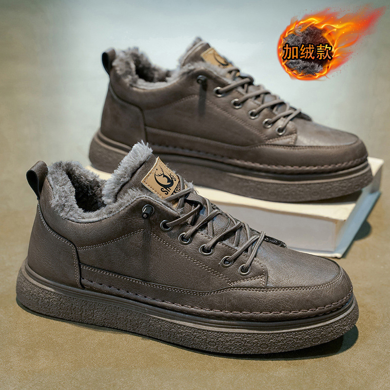 Winter Fleece-Lined Martin Boots For Men, Waterproof And Non-Slip Short Boots, Trendy And Versatile, Thickened Warm Cott_vogvips.com