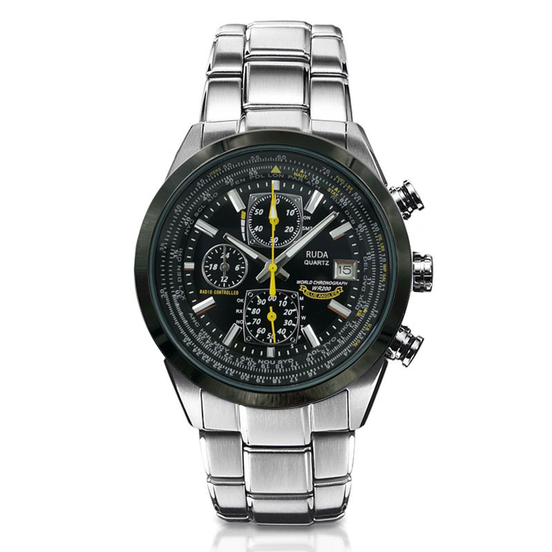 High end Blue Angel six needle timing steel belt men's quartz watch_voghion.com