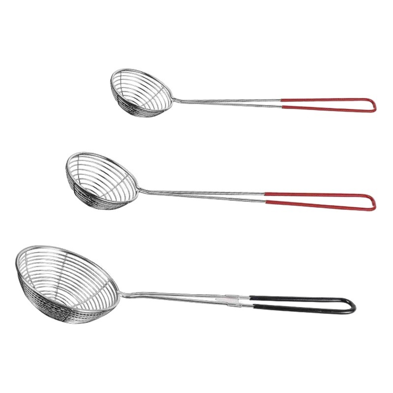 Fuga de hilo de acero inoxidable té de leche de perlas Coco pequeño puesto de colador yogur colador neto de frutas olla caliente profundización pesca neta