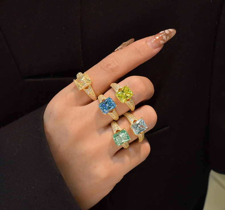 Fashion Geometric Sterling Silver Inlay Zircon Rings 1 Piece