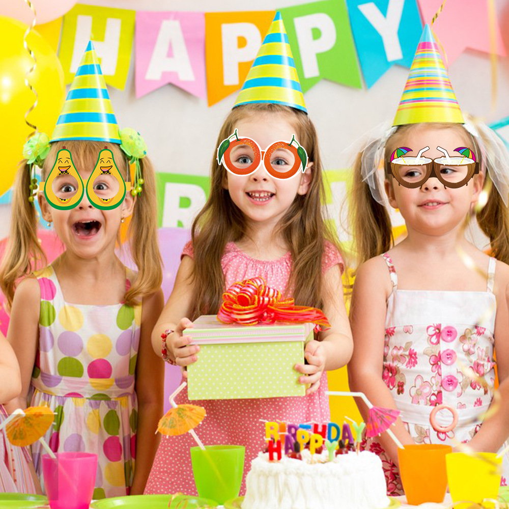 9 unids/set transfronterizo nuevo cumpleaños de los niños gafas de fiesta decoración fruta forma Festival de Verano piña gafas de papel