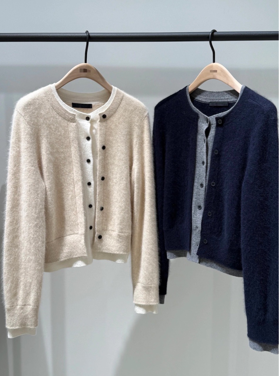Wool Light Warm Round Neck Fake Two-Piece Knitted Cardigan for Women 2025 New Autum Commuter Sweater Jacket Top