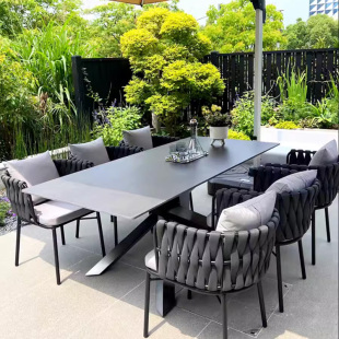 ✅ Outdoor Courtyard Tables and Chairs Villa Garden Outdoor Balcony Leisure Rattan Chairs Slate Dining Table Terrace Rattan Home