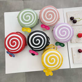 韩版儿童包新款可爱棒棒糖女孩单肩斜挎包时尚PU配饰宝宝零钱包女