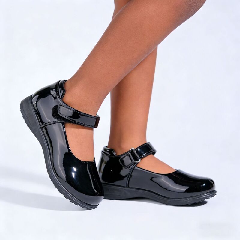 School Shoes for Girls, New Shiny Black Leather Shoes for Children, Comfortable and Wear-Resistant Student Shoes